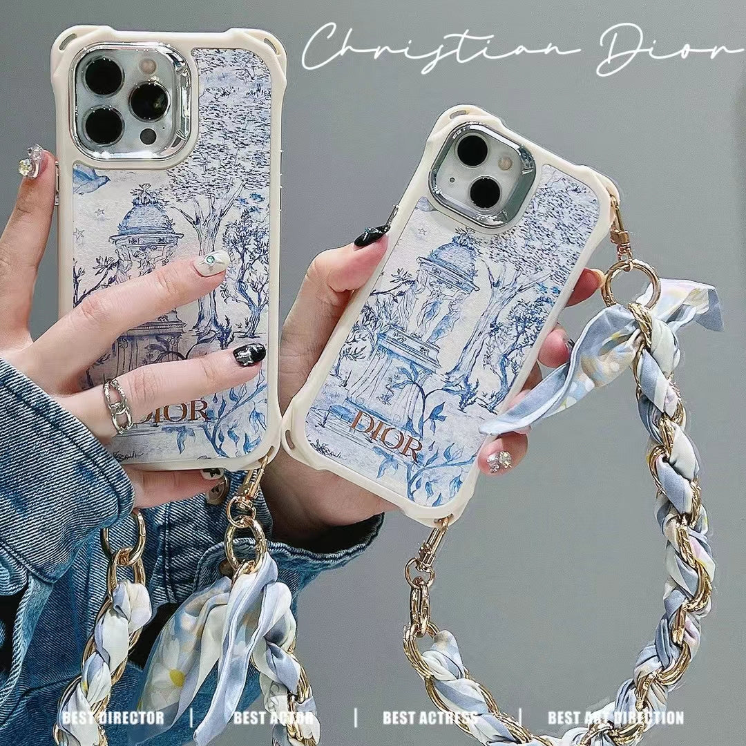 Designer Dior Phone Case with Lux Chain Strap Elevate Your Style Easy Cases