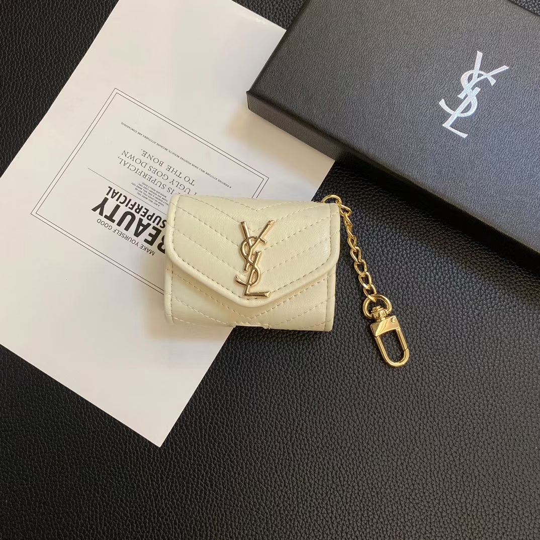 Luxury Quilted YL AirPods Case with Gold Chain