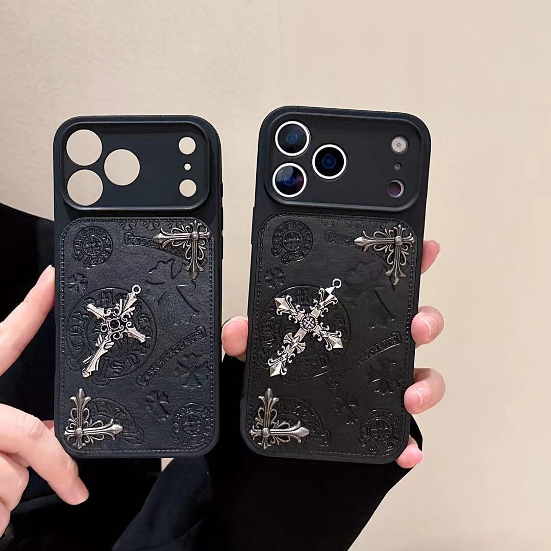Luxury Gothic Cross Metal Embossed Protective Phone Case