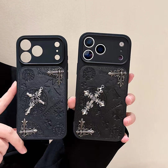 Luxury Gothic Cross Metal Embossed Protective Phone Case