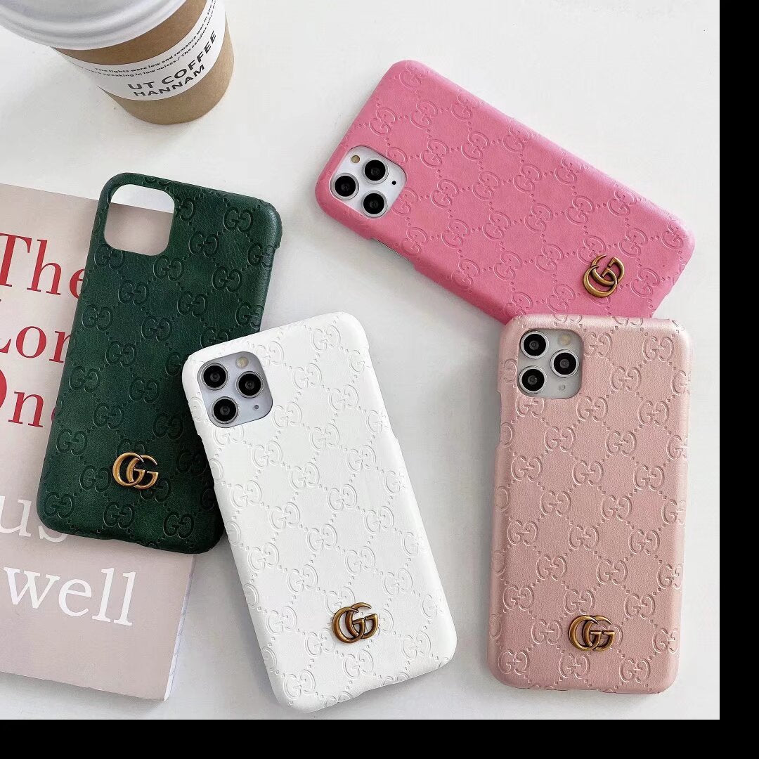 GG Style Embossed Chic Phone Case for iPhone