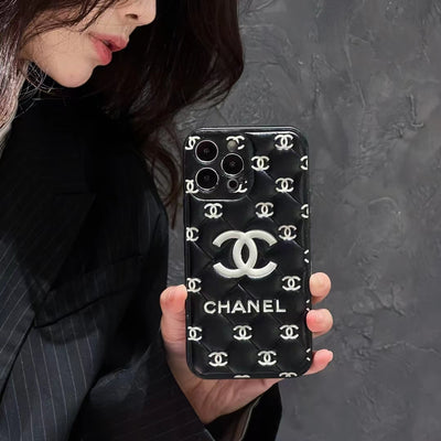 Embossed Chanel iPhone Case in Classic Black