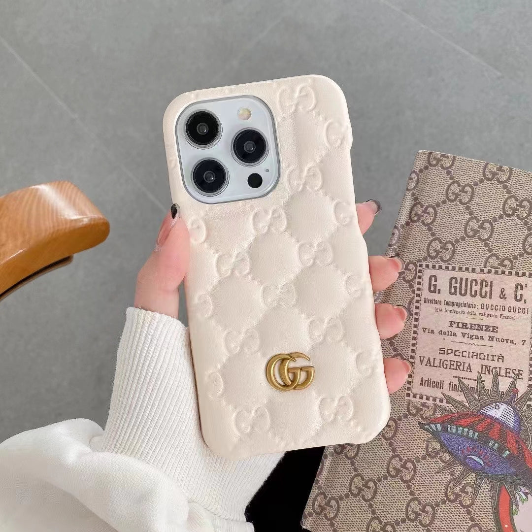 Gucci Logo Embossed Phone Case for iPhone