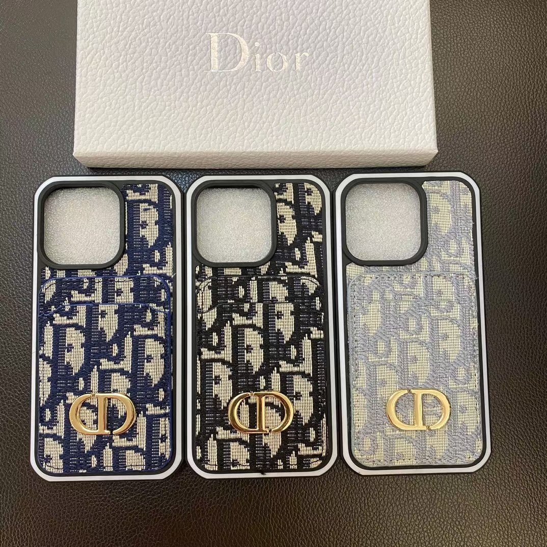 Close-up of Lady Dior iPhone Case with integrated card holder – Chic and stylish