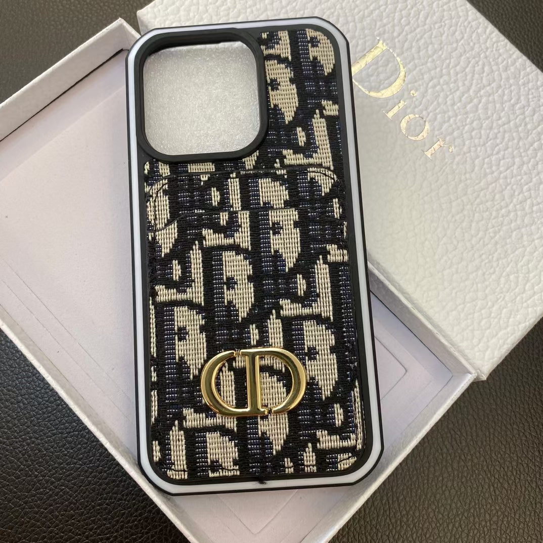 Detailed view of Lady Dior iPhone Case with card holder – Fashionable and functional