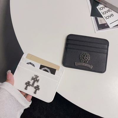 Close-up of Chrome Hearts logo on Classic Slim Card Holder Wallet