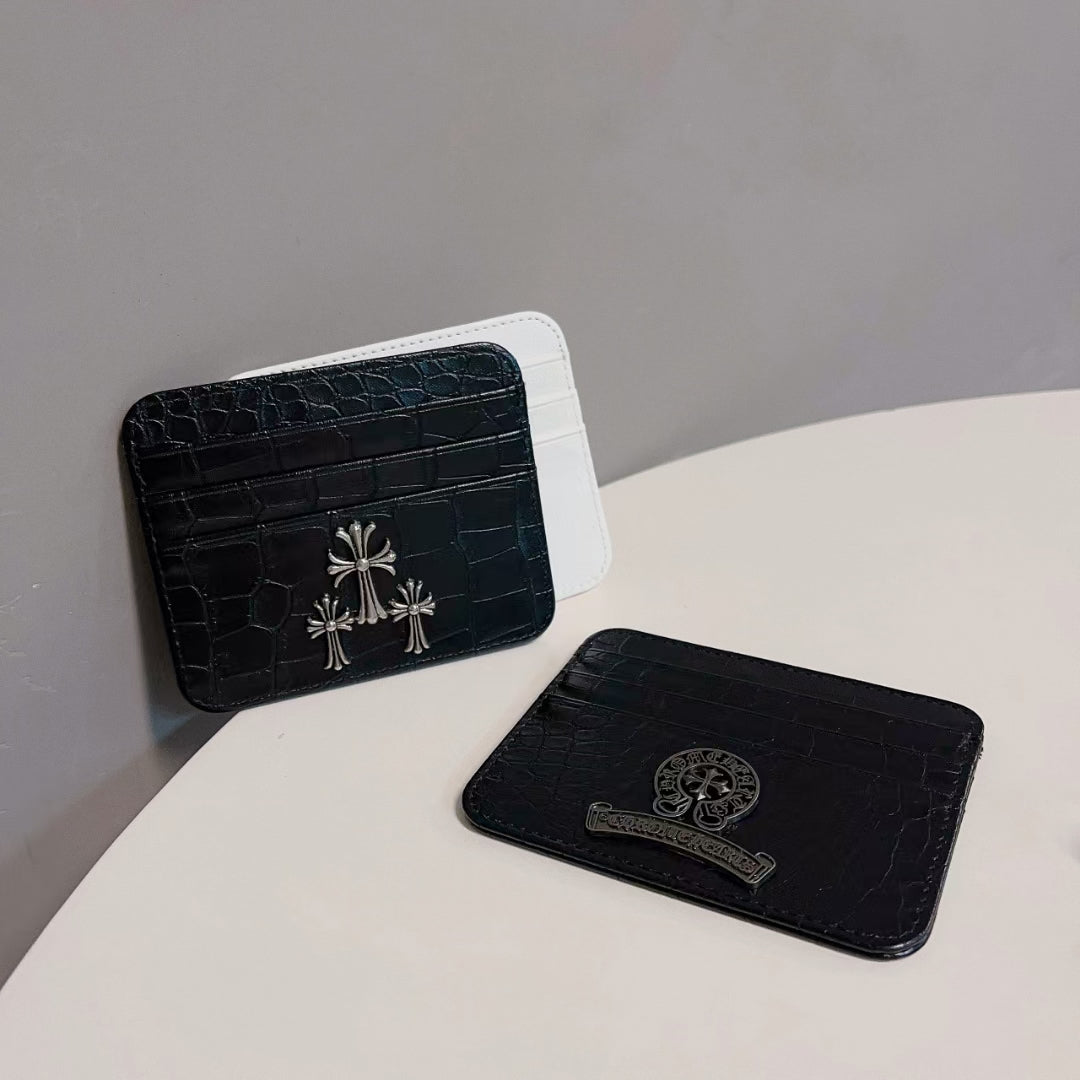 Side view of Chrome Hearts Classic Slim Card Holder Wallet, showing slim profile