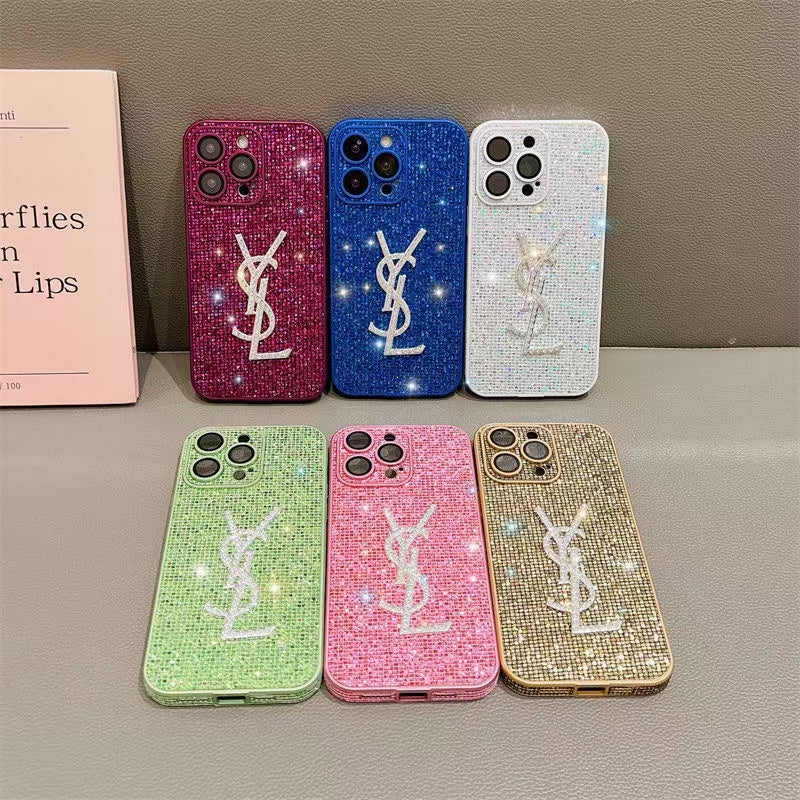 YSL Shiny Crystal iPhone Case with sparkling crystals