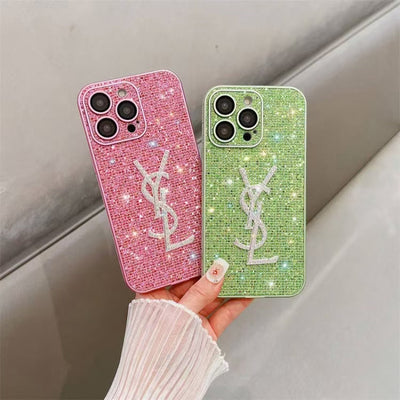 Luxury YSL crystal iPhone cover with chic design