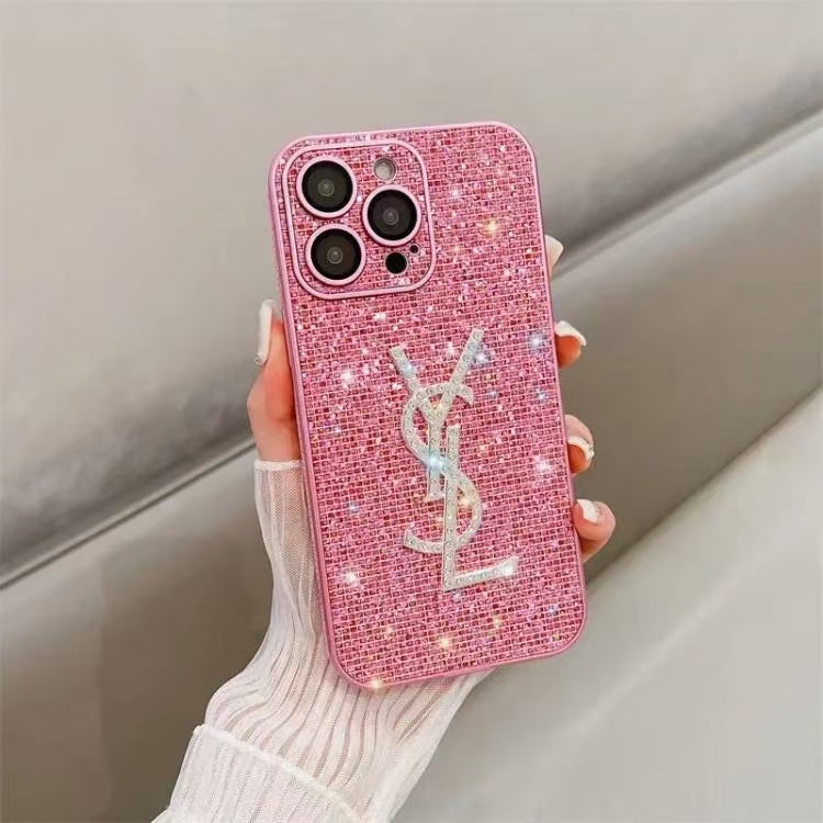 Fashionable YSL iPhone accessory with shiny crystal detail