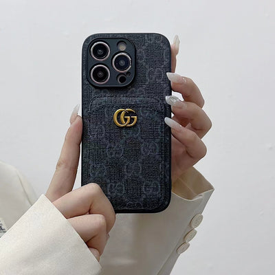 Fashionable Gucci phone cover with built-in slot for cards, crafted from premium materials