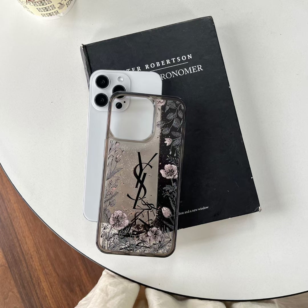 Luxury YSL floral iPhone case with clear design