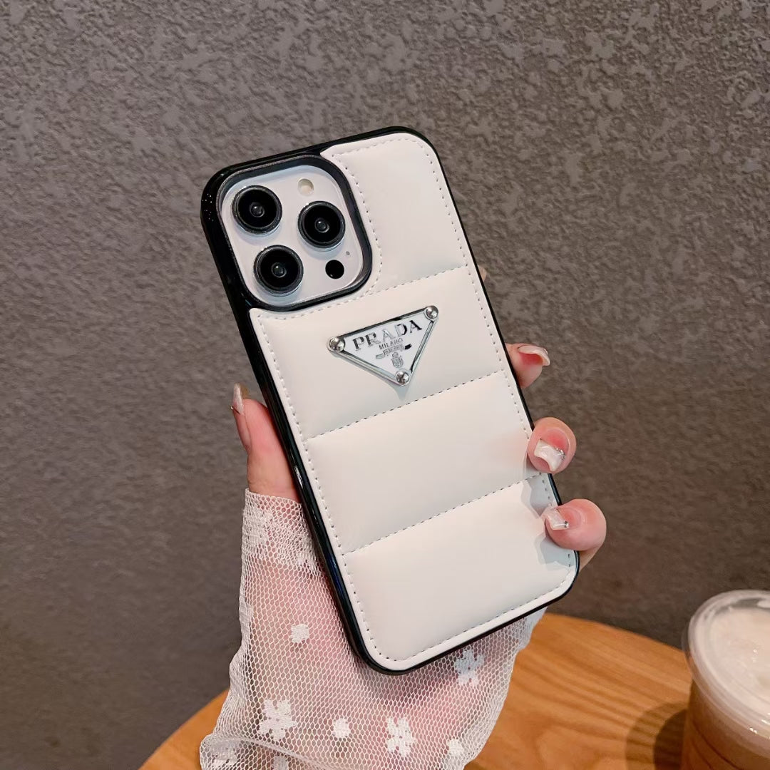 Luxury Prada Puffer Case for iPhone in White