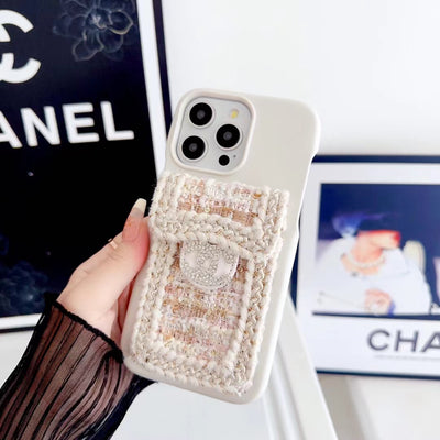 Designer iPhone case by Chanel with practical fabric pocket