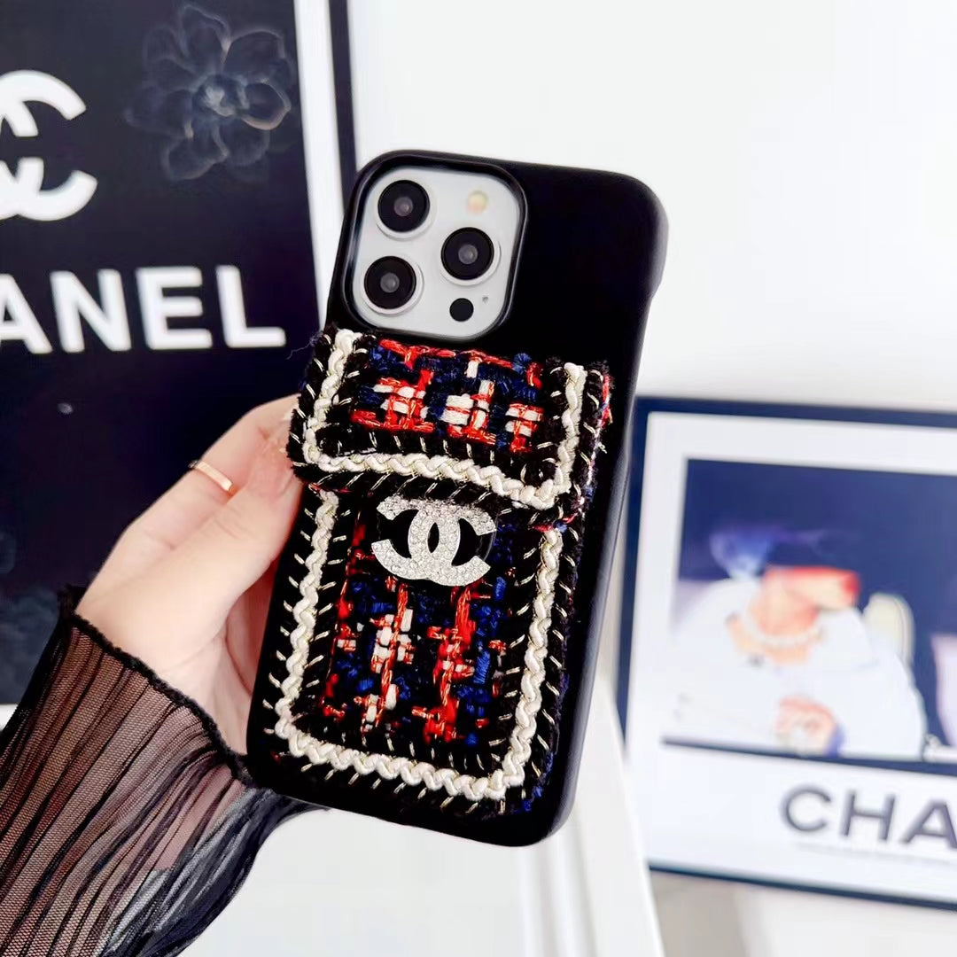 Chic and stylish iPhone accessory: Chanel-inspired fabric pocket case