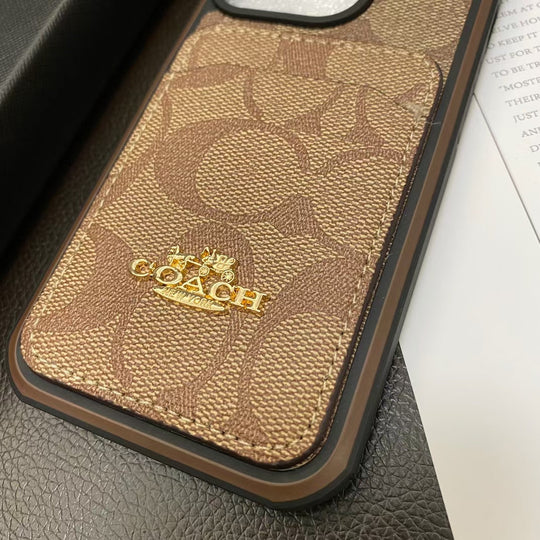 Luxury Coach iPhone Case with Built-in Card Holder in fashionable design