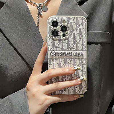 Dior iPhone Case with Camera Lens Protector for iPhone" - "Close-up of the integrated camera lens protector on the Luxury Dior iPhone Case, designed for superior lens protection.