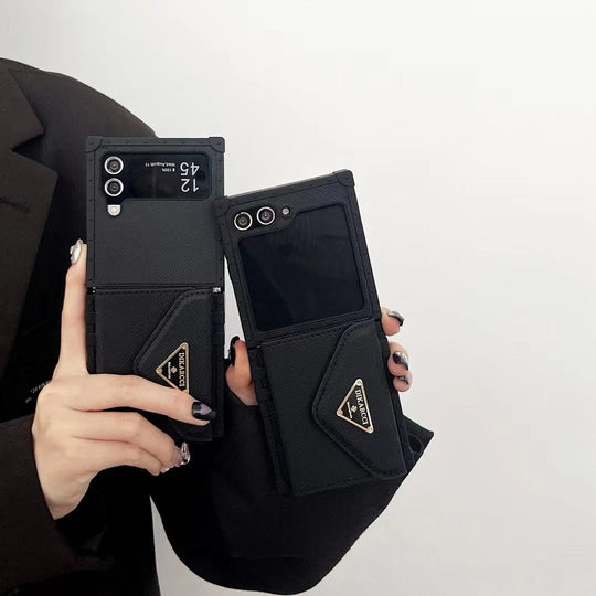 Luxury Designer-Inspired Z Flip Phone Case with Card Holder