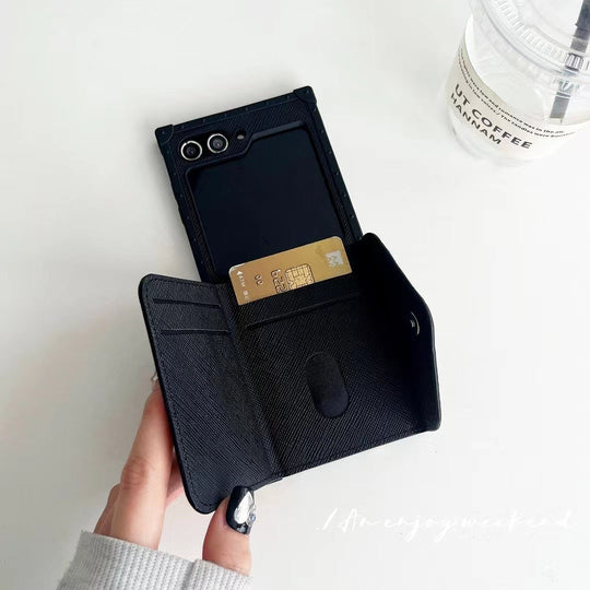 Luxury Designer-Inspired Z Flip Phone Case with Card Holder