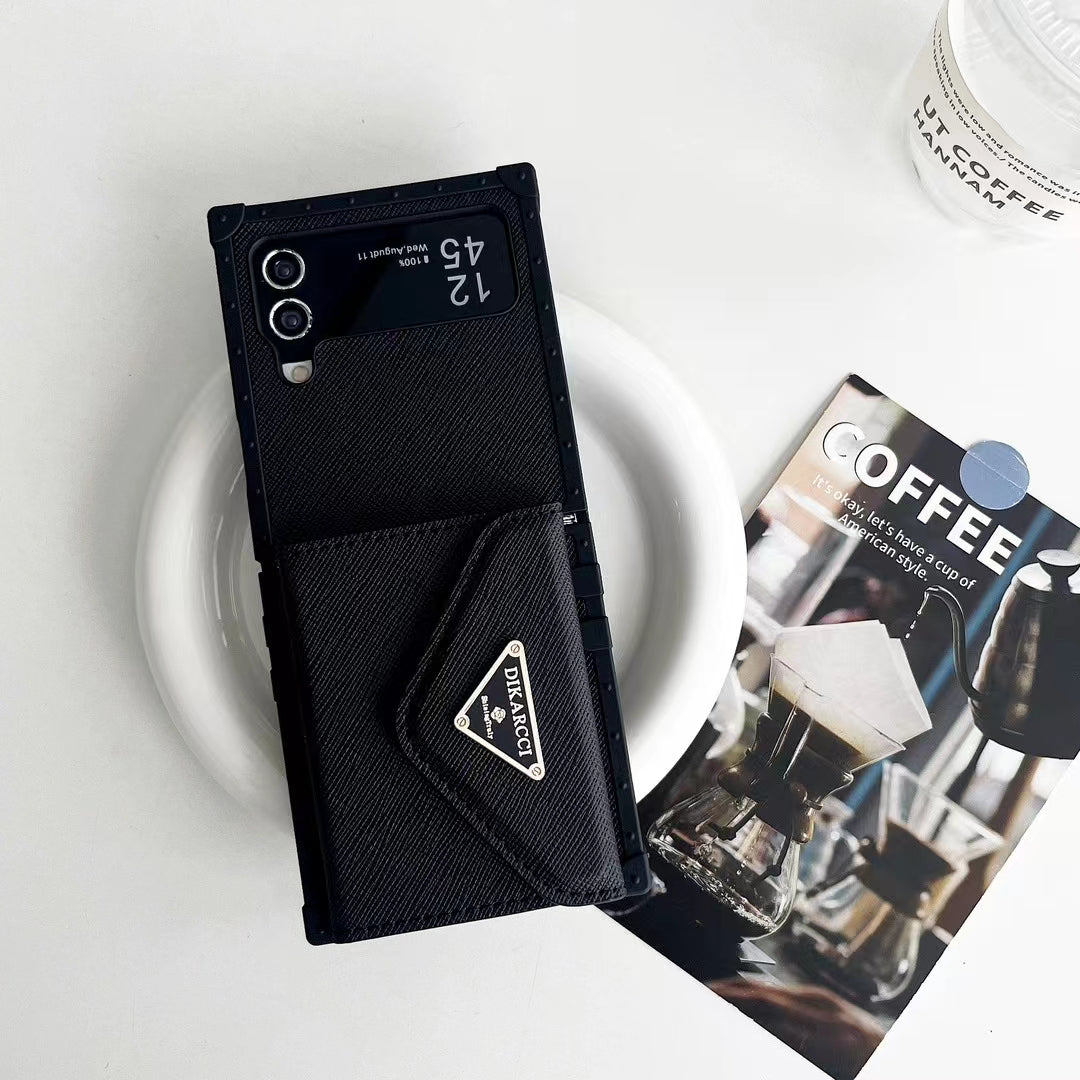 Luxury Designer-Inspired Z Flip Phone Case with Card Holder