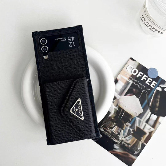 Luxury Designer-Inspired Z Flip Phone Case with Card Holder