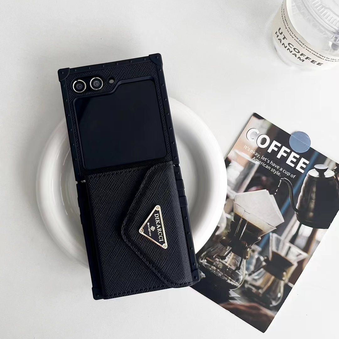 Luxury Designer-Inspired Z Flip Phone Case with Card Holder