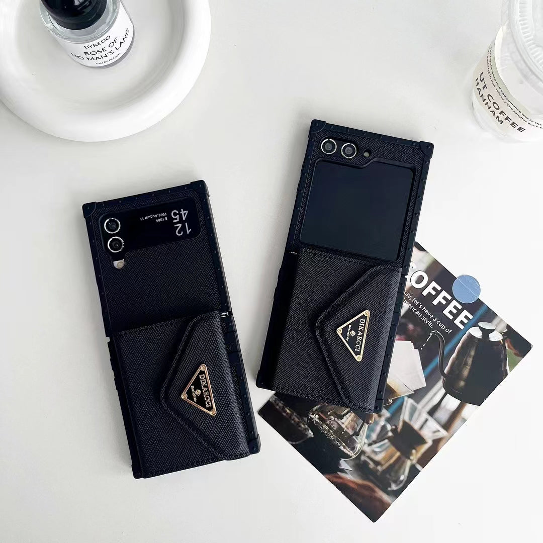 Luxury Designer-Inspired Z Flip Phone Case with Card Holder