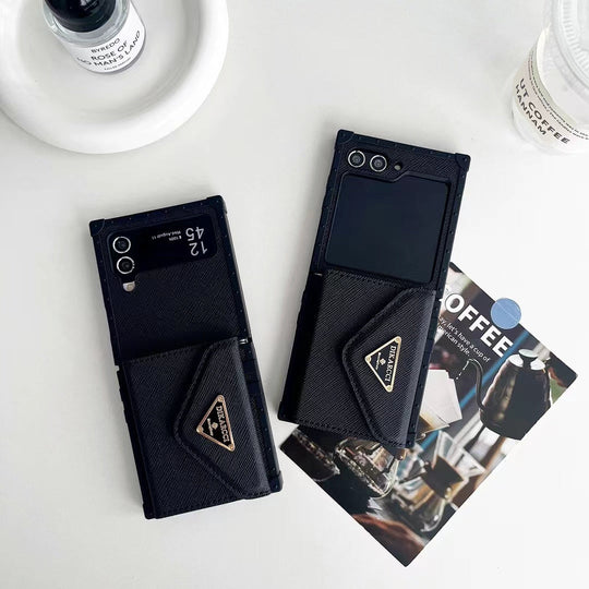 Luxury Designer-Inspired Z Flip Phone Case with Card Holder