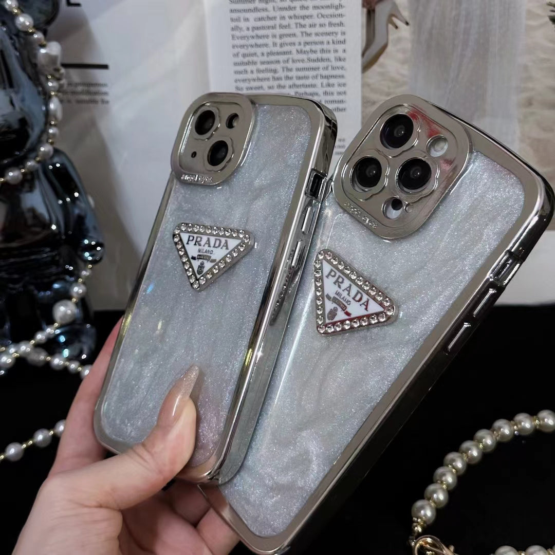 Luxury PR-Inspired Glitter iPhone Case with Crystal Accents