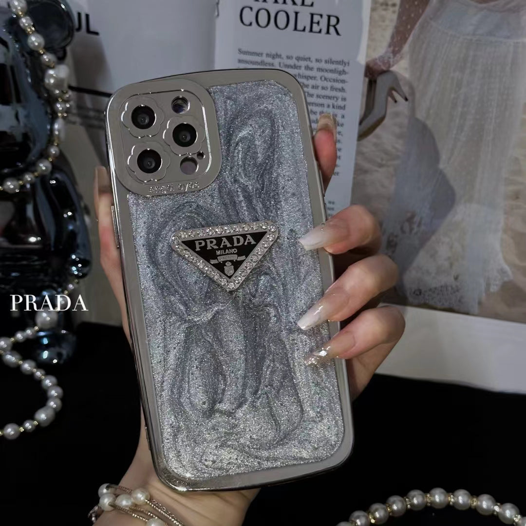 Luxury PR-Inspired Glitter iPhone Case with Crystal Accents