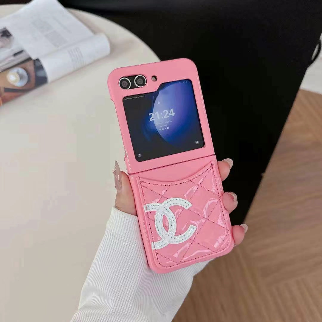 Stylish Chanel Z Flip case on a smartphone with folding screen protection