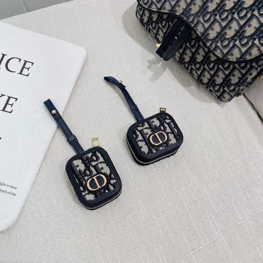 Front view of Dior AirPods Case &amp; Bag with logo