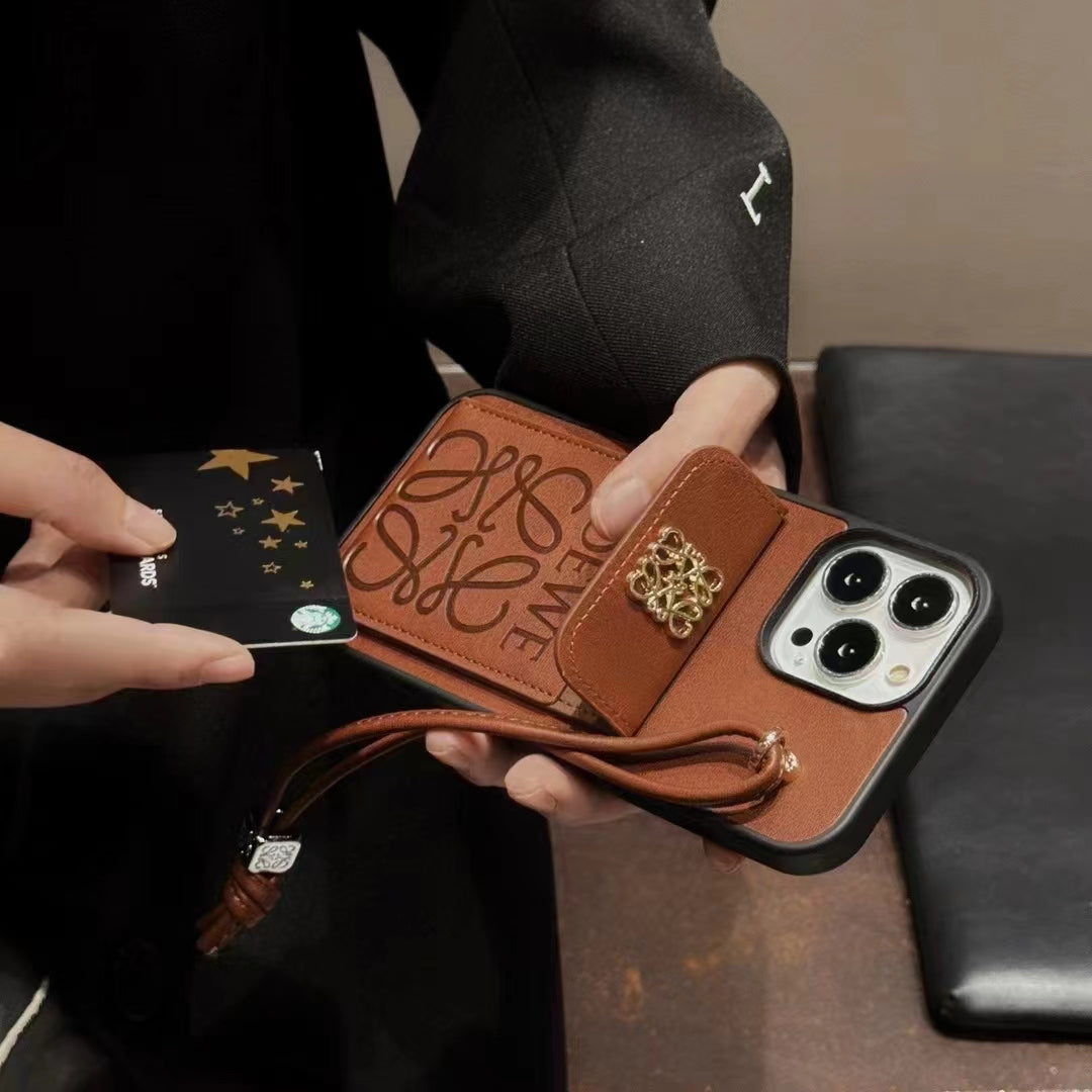 Detailed view of Loewe iPhone Case with functional card holder