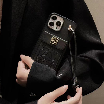 Elegant Loewe iPhone Case with integrated card pocket and subtle branding