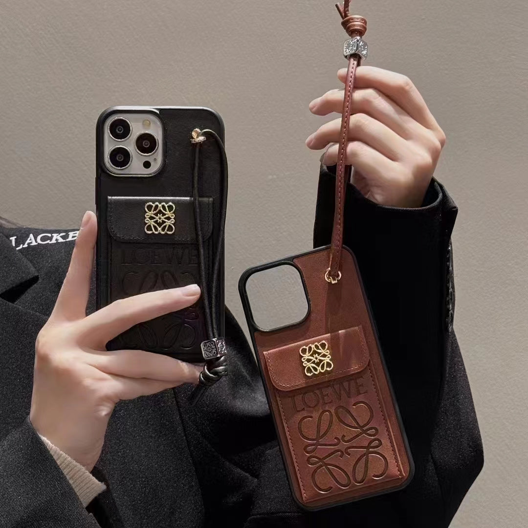 Elegant Loewe iPhone Case with integrated card pocket and subtle branding