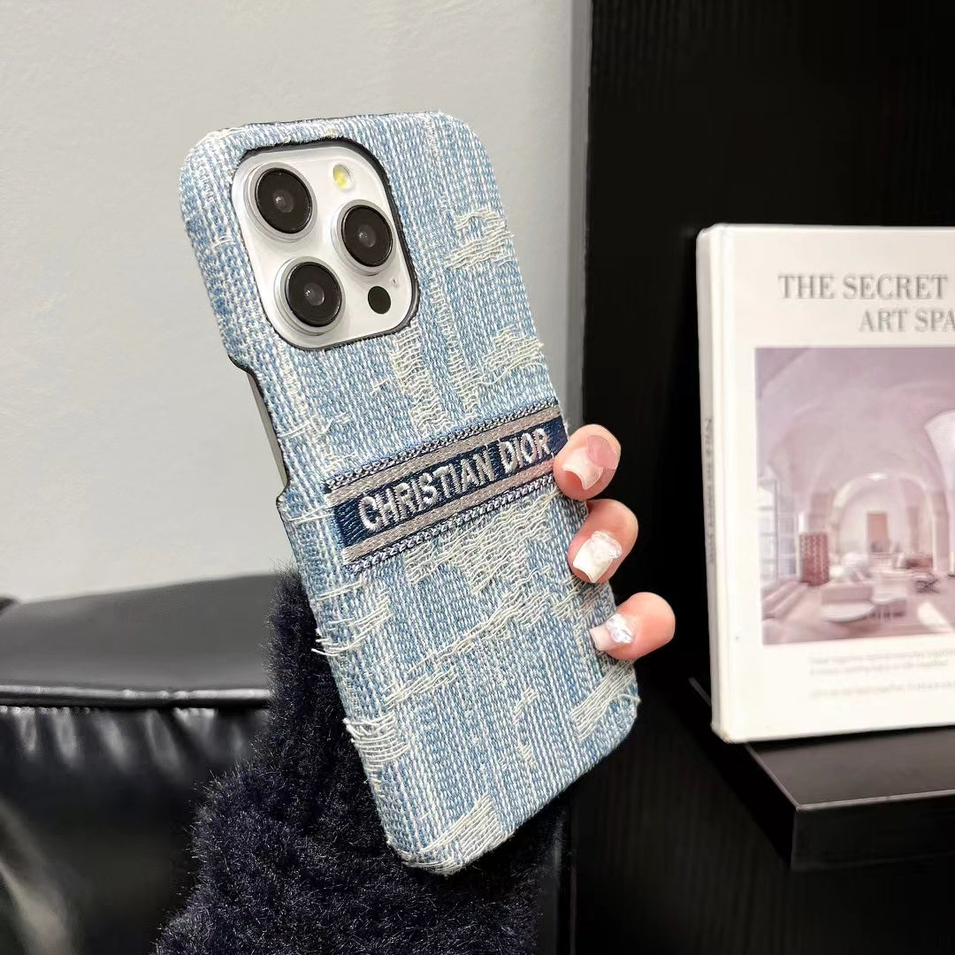 CD-Inspired Denim iPhone Case – Elegant and Durable