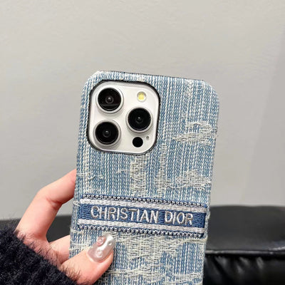 CD-Inspired Denim iPhone Case – Elegant and Durable