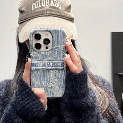 CD-Inspired Denim iPhone Case – Elegant and Durable