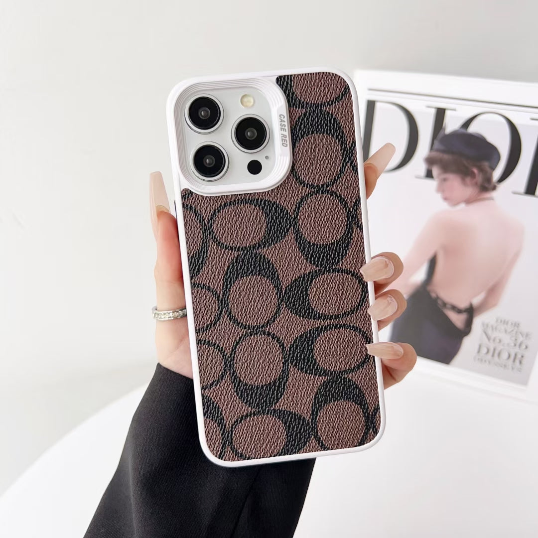 Flat lay of the Coach iPhone Case with a contrasting background to emphasize its sophisticated look