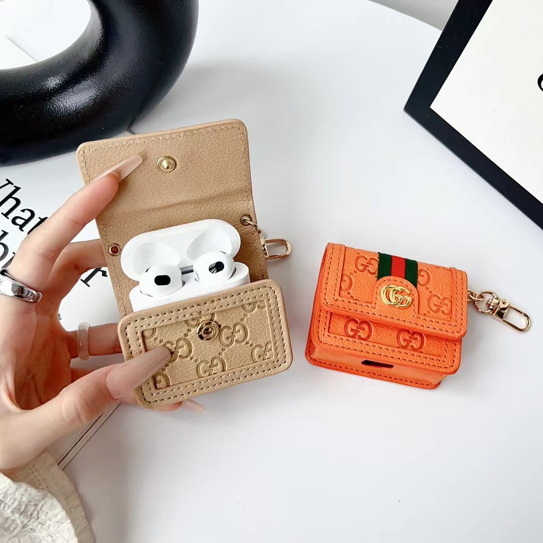 Luxury Monogram AirPods Case with Keychain Clip