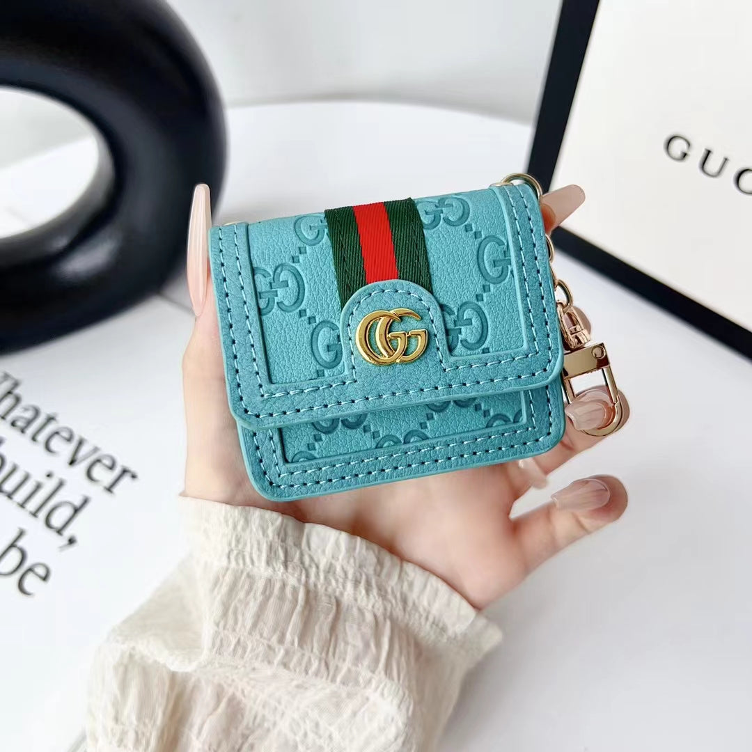 Luxury Monogram AirPods Case with Keychain Clip