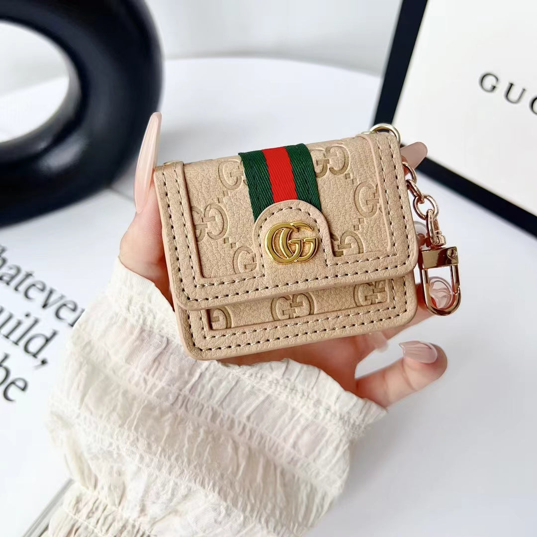 Luxury Monogram AirPods Case with Keychain Clip