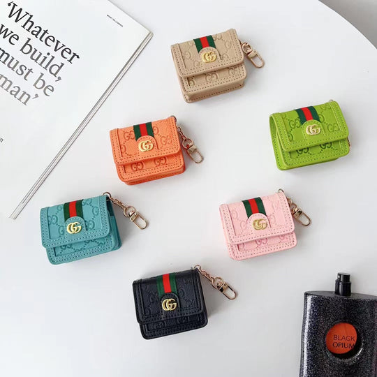Luxury Monogram AirPods Case with Keychain Clip