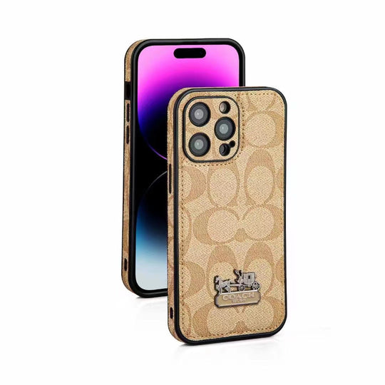 Luxury Embossed iPhone Case with Iconic Carriage Logo