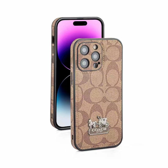 Luxury Embossed iPhone Case with Iconic Carriage Logo