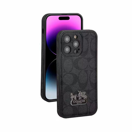 Luxury Embossed iPhone Case with Iconic Carriage Logo