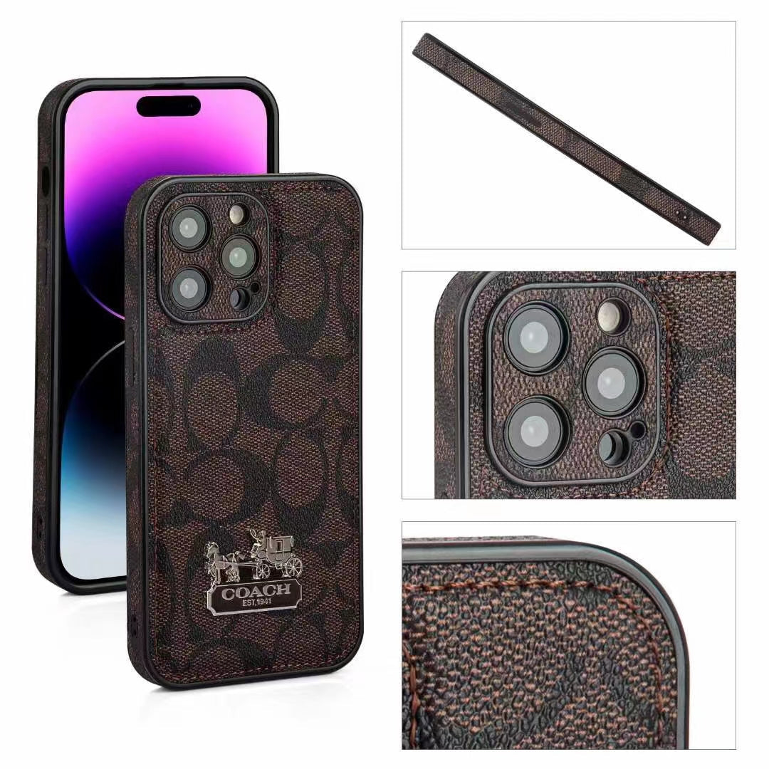 Luxury Embossed iPhone Case with Iconic Carriage Logo
