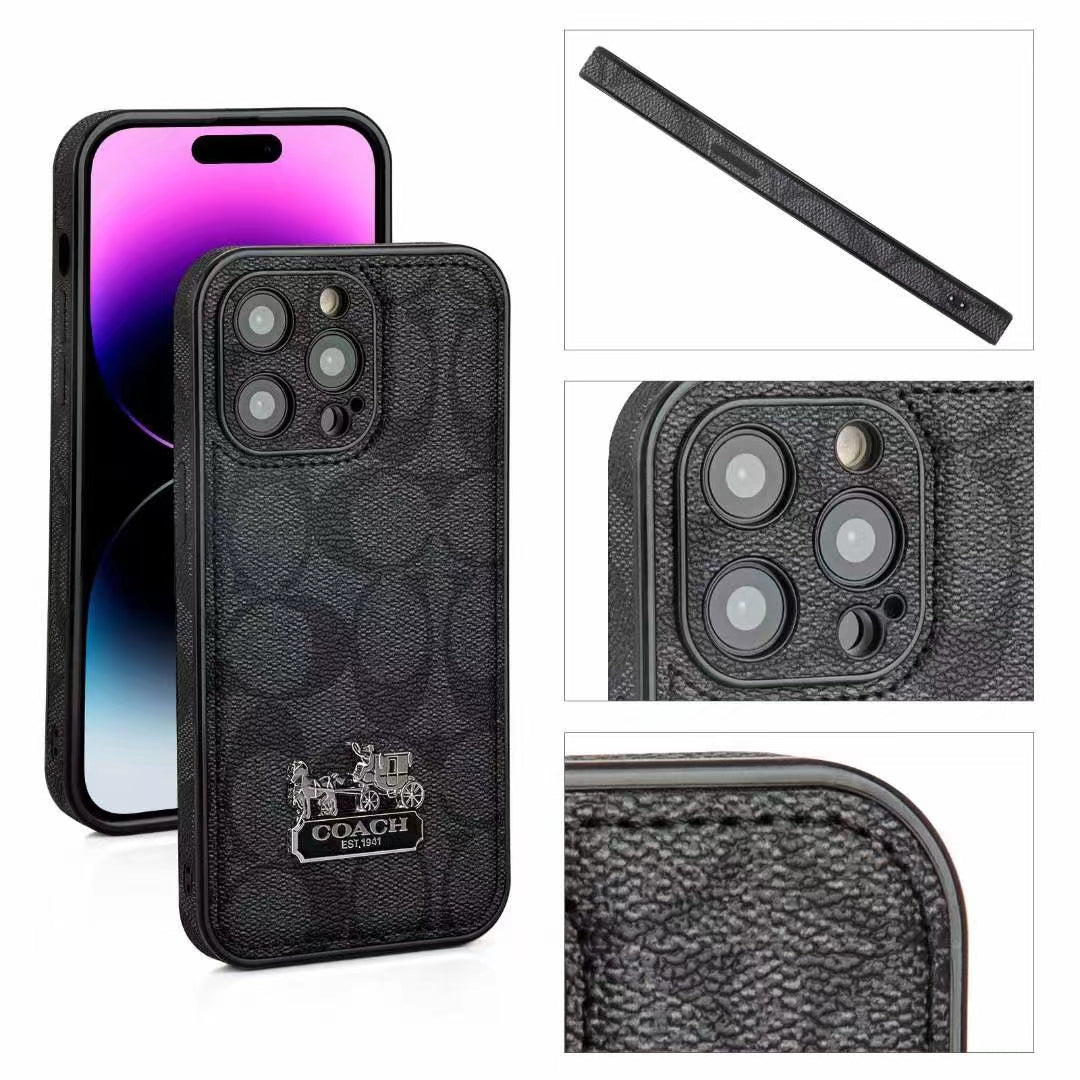 Luxury Embossed iPhone Case with Iconic Carriage Logo