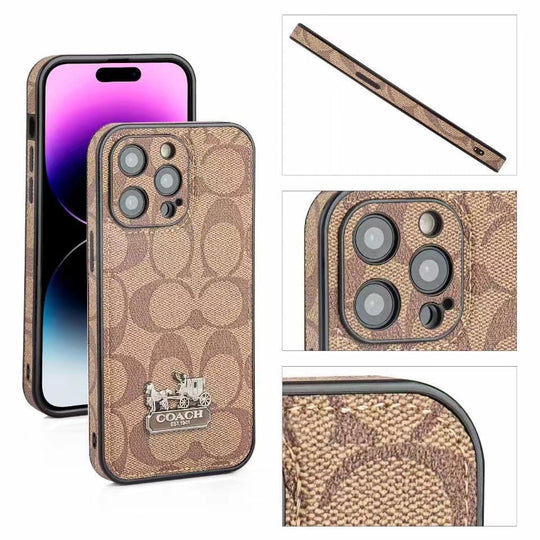 Luxury Embossed iPhone Case with Iconic Carriage Logo