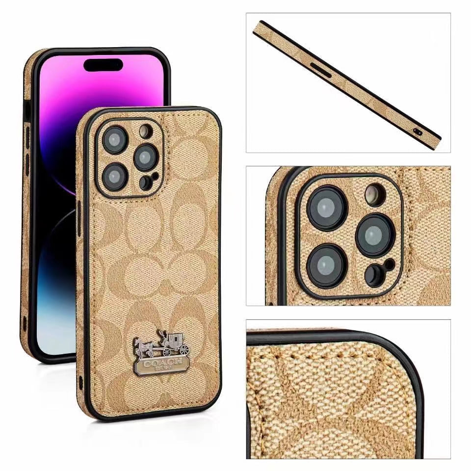 Luxury Embossed iPhone Case with Iconic Carriage Logo